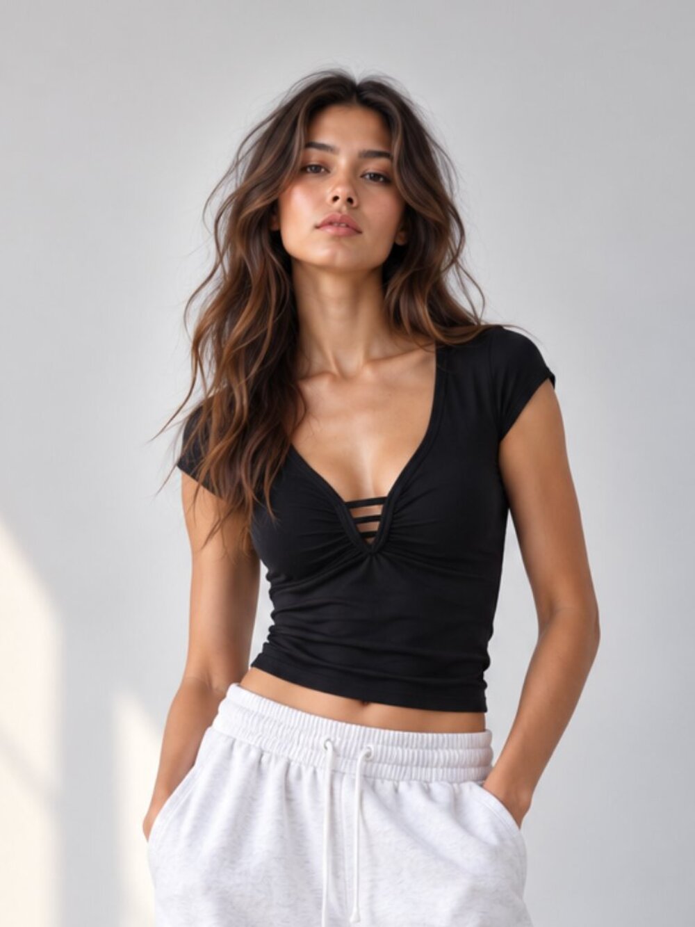 ⭐️$10 - INDIE SLEAZE RUCHED SWEETHEART NECK TOP w/ CAP SLEEVES| SMALL | BLACK